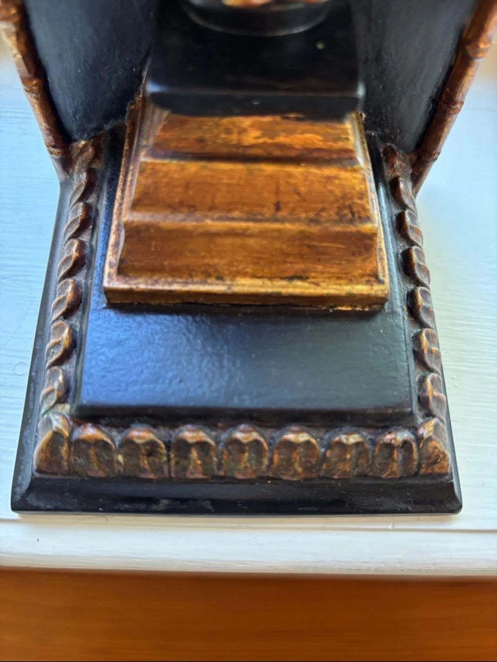 Set Of Bookends Featuring Pineapple Finial Design Atop A Tiered Base.